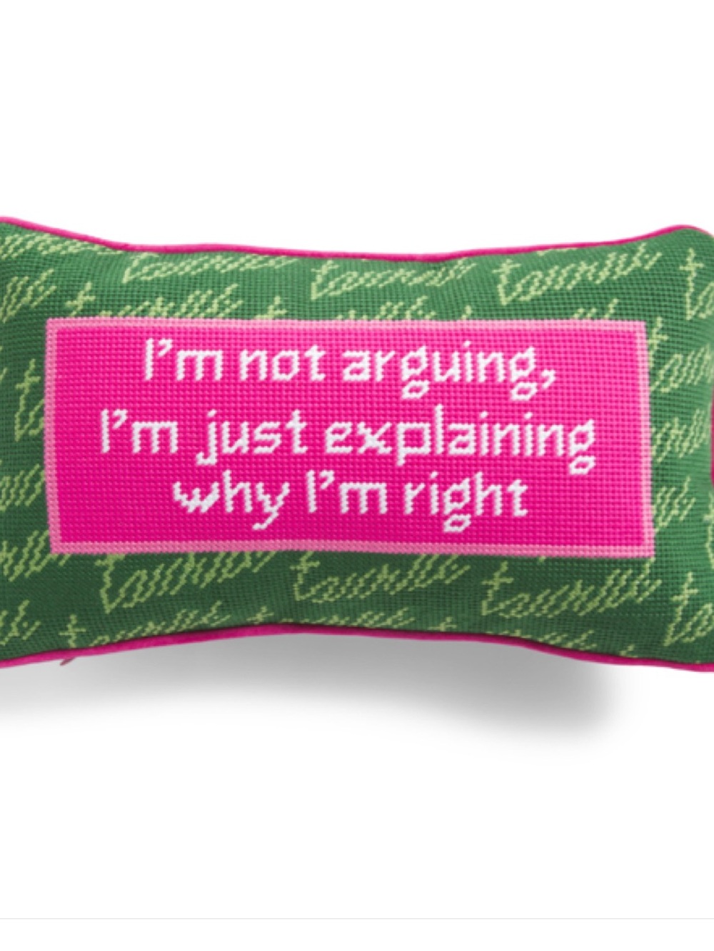 Furbish Studio Taurus “I’m not arguing, I’m just explaining” Needlepoint Pillow.